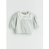 LCW baby Gri Bisiklet Yaka Kız Bebek Sweatshirt ve Tayt 2li