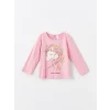 LCW Kids Pembe Bisiklet Yaka Uzun Kollu Baskılı Kız Çocuk Tişört
