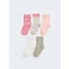 LCW baby Pembe Baskılı Kız Bebek Soket Çorap 5li