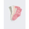 LCW baby Pembe Baskılı Kız Bebek Soket Çorap 5li