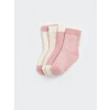 LCW baby Pembe Çizgili Kız Bebek Soket Çorap 4lü