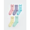 LCW Kids Pembe Desenli Kız Çocuk Soket Çorap 5li