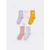 LCW baby Lila Baskılı Kız Bebek Soket Çorap 5li