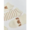 LCW DREAM Beyaz Ayı Teddy Baskılı Kadın Patik Çorap 5li