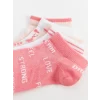 LCW Kids Pembe Desenli Kız Çocuk Patik Çorap 5li