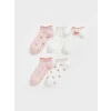 LCW Kids Pembe Çiçekli Kız Çocuk Patik Çorap 5li