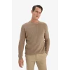 Defacto A8458AXBG684 Bej Standart Fit Bisiklet Yaka Triko Kazak
