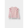 Defacto F3712A5PN38 Pembe Kız Bebek Bisiklet Yaka Fitilli Kaşkorse Desenli Uzun Kollu Tişört