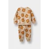 Defacto F0214A5BG775 Bej Erkek Bebek 2li Takım Desenli Sweatshirt Eşofman Altı