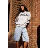 Defacto F9527AXGR210 Gri Coool Yale University Oversize Geniş Kalıp Bisiklet Yaka Sweatshirt
