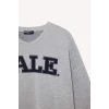 Defacto F9527AXGR210 Gri Coool Yale University Oversize Geniş Kalıp Bisiklet Yaka Sweatshirt