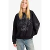 Defacto G1223AXBK81 Siyah Coool Oversize Geniş Kalıp Kapüşonlu Baskılı Sweatshirt