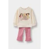 Defacto F0528A5PN161 Pembe Kız Bebek Barbie 2li Takım Sweatshirt Tayt