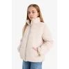 Defacto C5391A8ER37 Ekru Kız Çocuk Su Geçirmez Polar Astarlı Fermuarlı Şişme Mont
