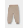 Defacto F9392A5BG775 Bej Erkek Bebek Etiket Baskılı Beli Lastikli 2li Eşofman Altı