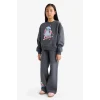 Defacto G1020A8AR31 Antrasit Kız Çocuk Disney Lilo & Stitch 2li Takım Sweatshirt Eşofman Altı