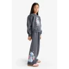Defacto G1020A8AR31 Antrasit Kız Çocuk Disney Lilo & Stitch 2li Takım Sweatshirt Eşofman Altı