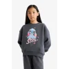 Defacto G1020A8AR31 Antrasit Kız Çocuk Disney Lilo & Stitch 2li Takım Sweatshirt Eşofman Altı