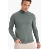 Defacto R1127AZKH412 Haki Slim Fit Dar Kesim Balıkçı Yaka Basic Düz Triko Kazak