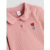 LCW Kids Pembe Polo Yaka Çiçekli Kız Çocuk Tişört ve Tayt