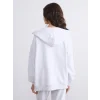 XSIDE Gri Kapüşonlu Oversize Kadın Kalın Fermuarlı Sweatshirt