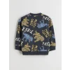 LCW Kids Antrasit Bisiklet Yaka Baskılı Uzun Kollu Erkek Çocuk Sweatshirt ve Pantolon
