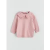 LC WAIKIKI Pembe Bebe Yaka Kız Bebek Triko Sweatshirt ve Tayt 2li