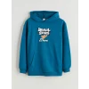 LCW Kids Petrol Kapüşonlu Brawl Stars Baskılı Erkek Çocuk Sweatshirt