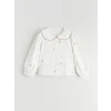 LCW Kids Ekru Bebe Yaka Çiçekli Kız Çocuk Gömlek