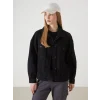 LCW Vision Siyah Gömlek Yaka Oversize Kadın Jean Ceket