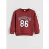 LCW Kids Bordo Yazı Baskılı Erkek Çocuk Sweatshirt