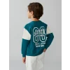 LCW Kids Yeşil Bisiklet Yaka Baskılı Erkek Çocuk Sweatshirt