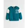 LCW Kids Yeşil Bisiklet Yaka Baskılı Erkek Çocuk Sweatshirt