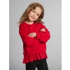 LCW Kids Kırmızı Fisto Detaylı Kız Çocuk Sweatshirt