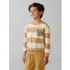 LCW Kids Bej Bisiklet Yaka Baskılı Erkek Çocuk Sweatshirt