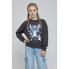 Defacto F3410A8AR31 Antrasit Kız Çocuk Disney Lilo & Stitch Relax Fit Bisiklet Yaka Sweatshirt