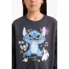 Defacto F3410A8AR31 Antrasit Kız Çocuk Disney Lilo & Stitch Relax Fit Bisiklet Yaka Sweatshirt