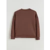 LCW Vision Kahverengi Bisiklet Yaka Oversize Kadın Sweatshirt