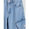 LCW Kids İndigo Beli Ayarlanabilir Lastikli Kız Çocuk Kargo Jean Pantolon