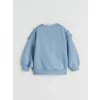LCW Kids Mavi Bisiklet Yaka Fırfırlı Kız Çocuk Sweatshirt