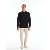 LCWAIKIKI Basic Siyah Polo Yaka Uzun Kollu Pike Erkek Tişört