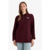 Defacto G1312AXBR288 Bordo Regular Fit Polo Yaka Nakışlı Yarım Fermuarlı Sweatshirt Tunik