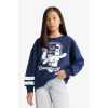 Defacto F3412A8NV241 Lacivert Kız Çocuk Hello Kitty Oversize Geniş Kalıp Bisiklet Yaka Sweatshirt