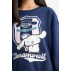 Defacto F3412A8NV241 Lacivert Kız Çocuk Hello Kitty Oversize Geniş Kalıp Bisiklet Yaka Sweatshirt