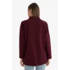 Defacto G1312AXBR288 Bordo Regular Fit Polo Yaka Nakışlı Yarım Fermuarlı Sweatshirt Tunik