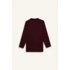 Defacto G1312AXBR288 Bordo Regular Fit Polo Yaka Nakışlı Yarım Fermuarlı Sweatshirt Tunik