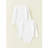 LCW baby Beyaz Bisiklet Yaka Basic Kız Bebek Çıtçıtlı Bodysuit 2li
