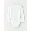 LCW baby Beyaz Bisiklet Yaka Kız Bebek Çıtçıtlı Bodysuit 2li