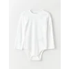 LCW baby Beyaz Bisiklet Yaka Kız Bebek Çıtçıtlı Bodysuit 2li