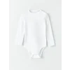 LCW baby Beyaz Bisiklet Yaka Kız Bebek Çıtçıtlı Bodysuit 2li